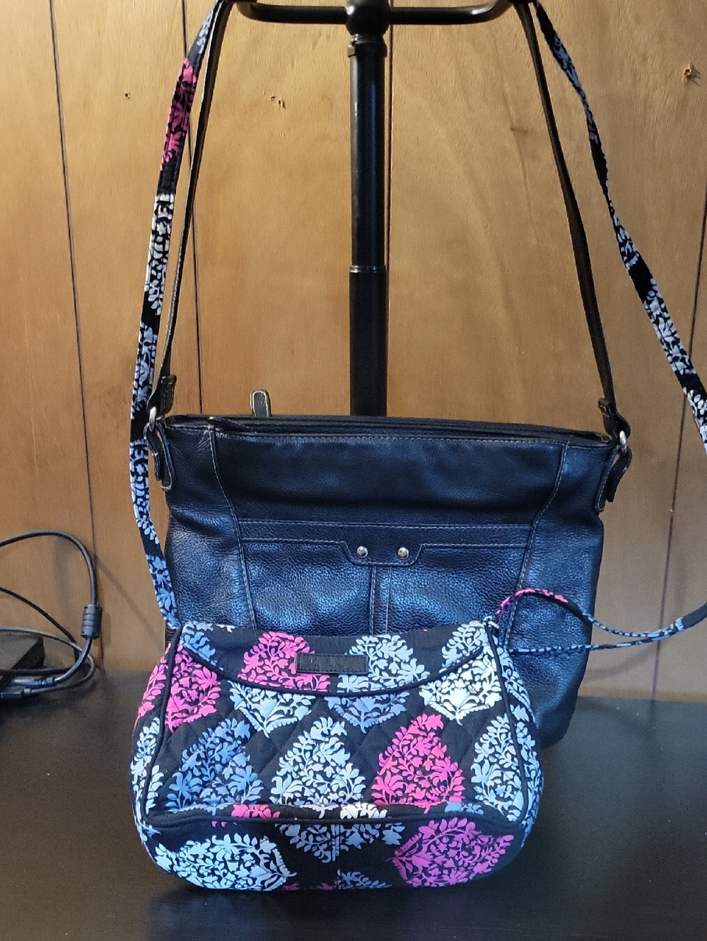 Black Leather Unbranded with Vera Bradley Crossbody Northern Lights